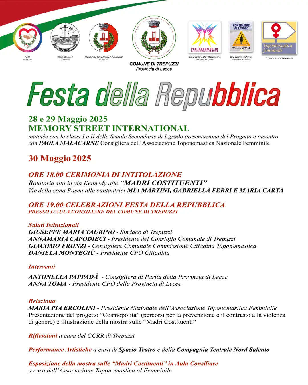 Programma 2 Giugno Festa della Repubblica