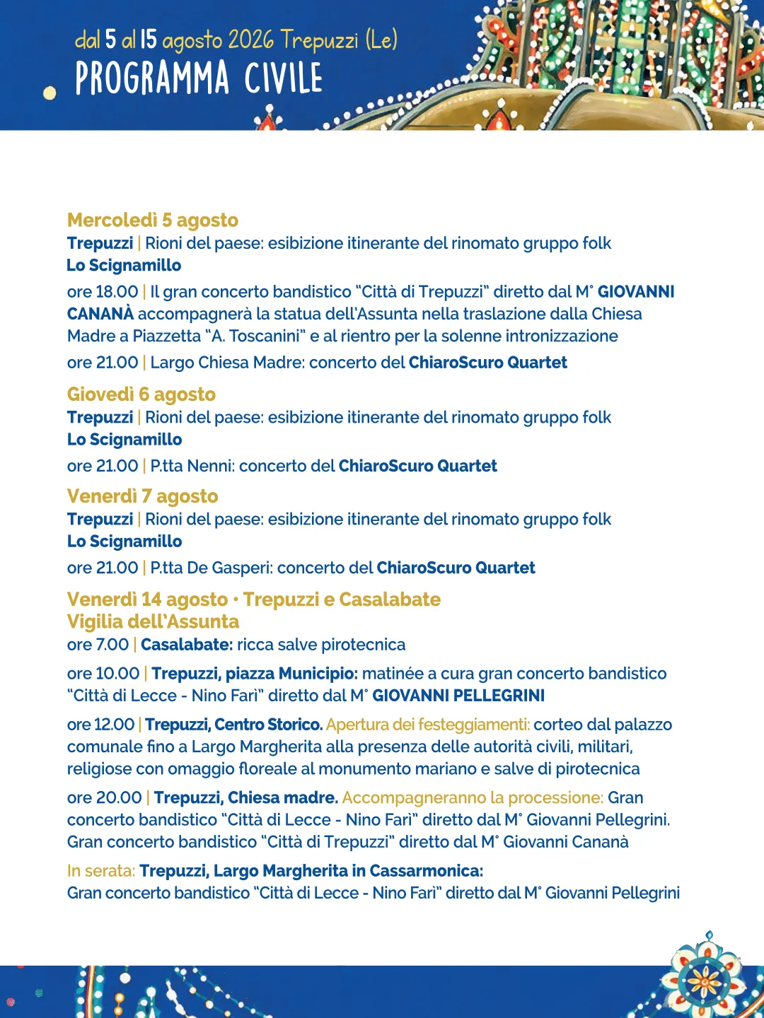 Maria SS. Assunta 2026 - Programma Civile 2
