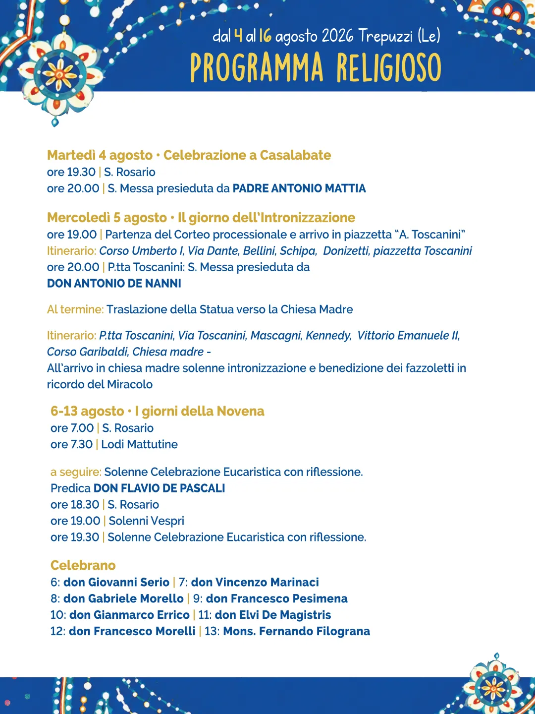 Maria SS. Assunta 2026 - Programma Religioso 2