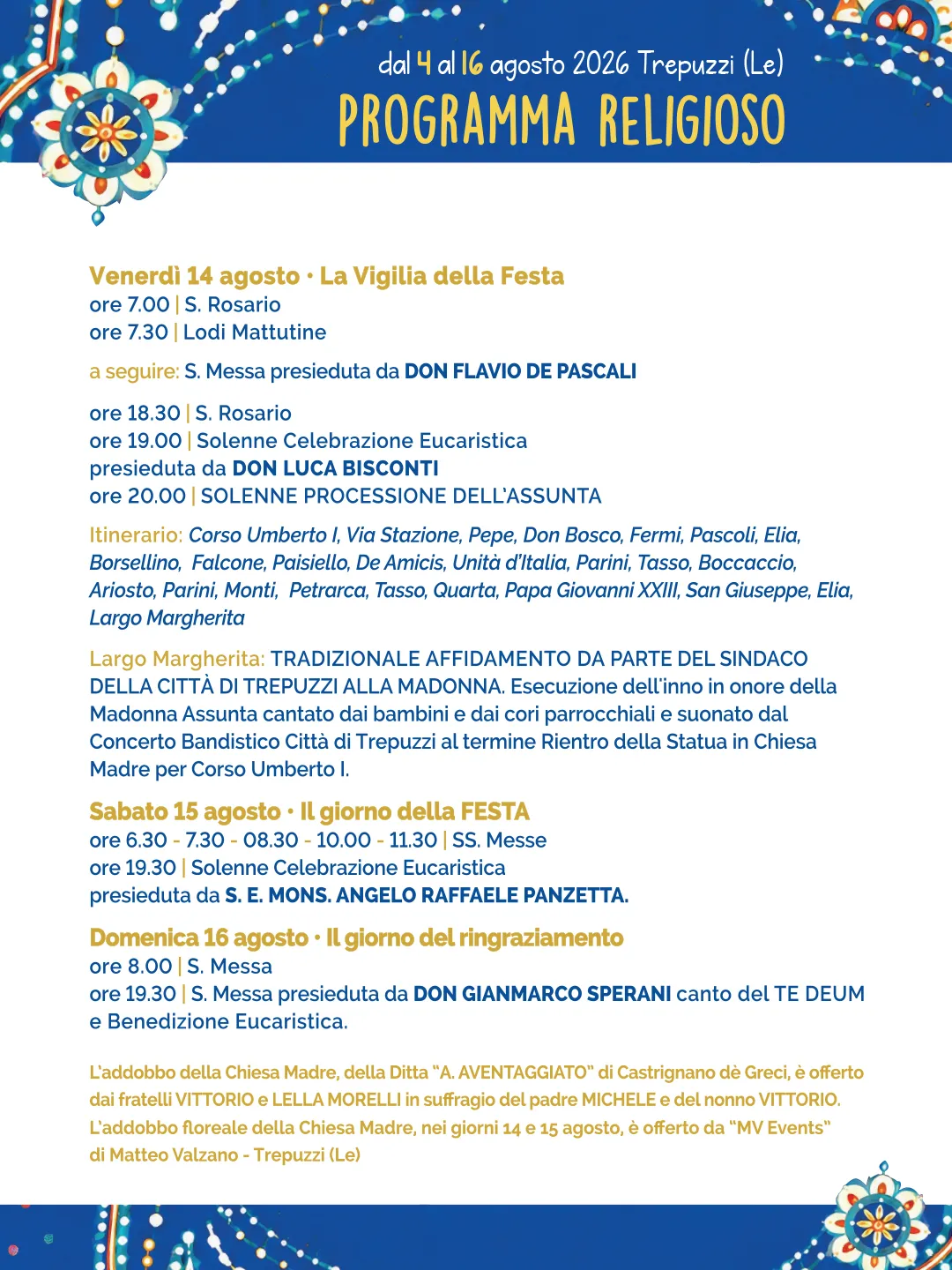 Maria SS. Assunta 2026 - Programma Religioso 3