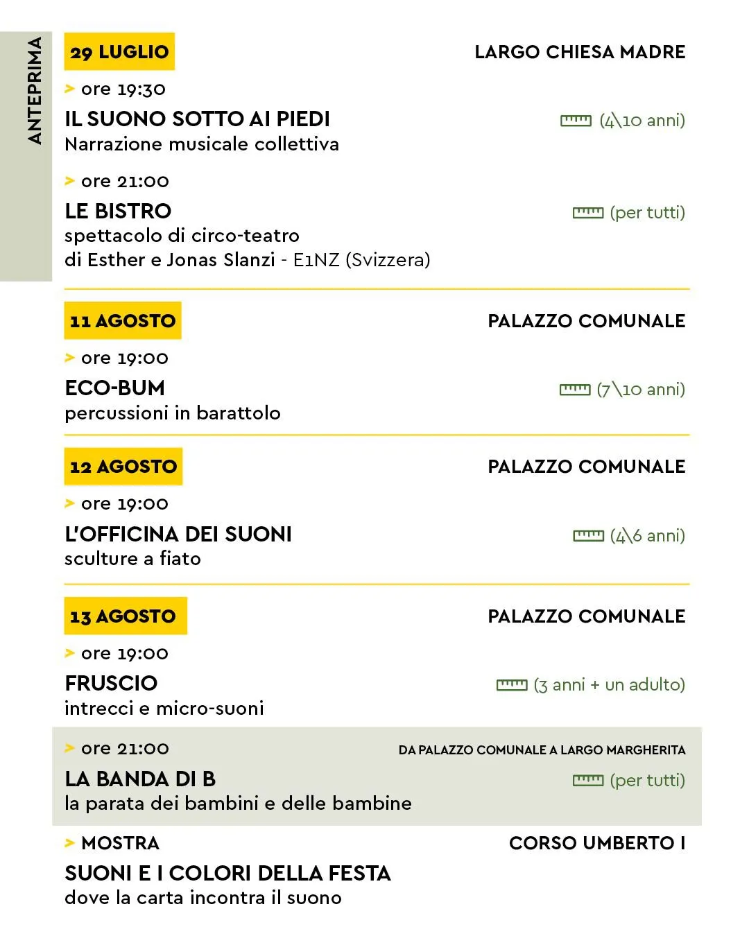Bande a Sud Kids - Programma 1