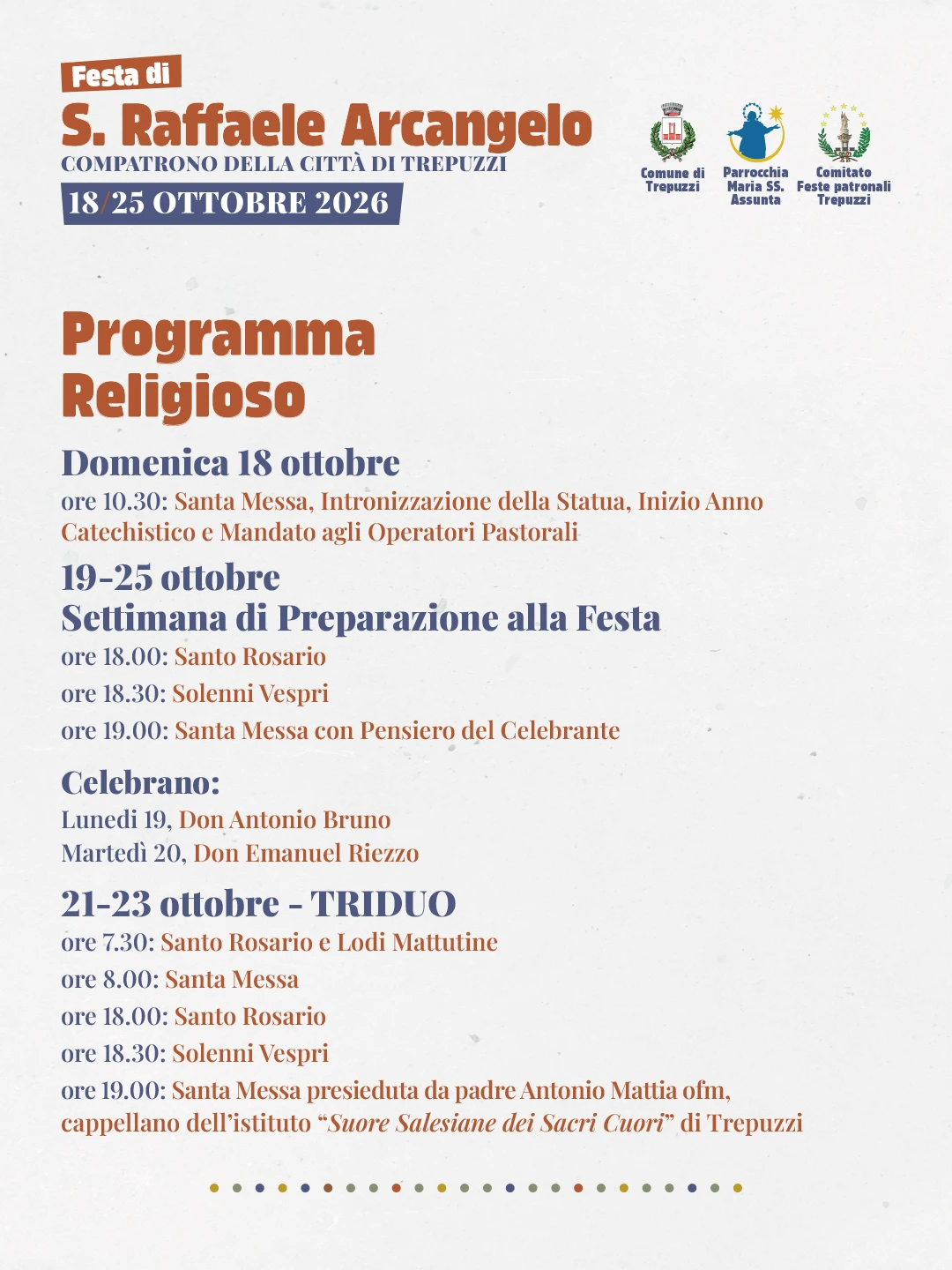 San Raffaele 2026 Programma religioso 1